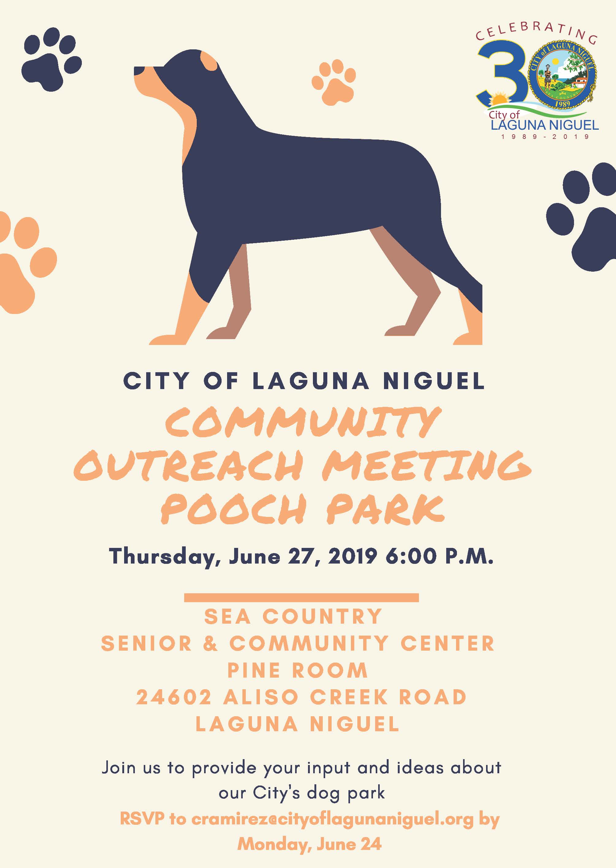 Pooch Park Community Outreach Meeting - City of Laguna Niguel