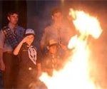 worn flag burning